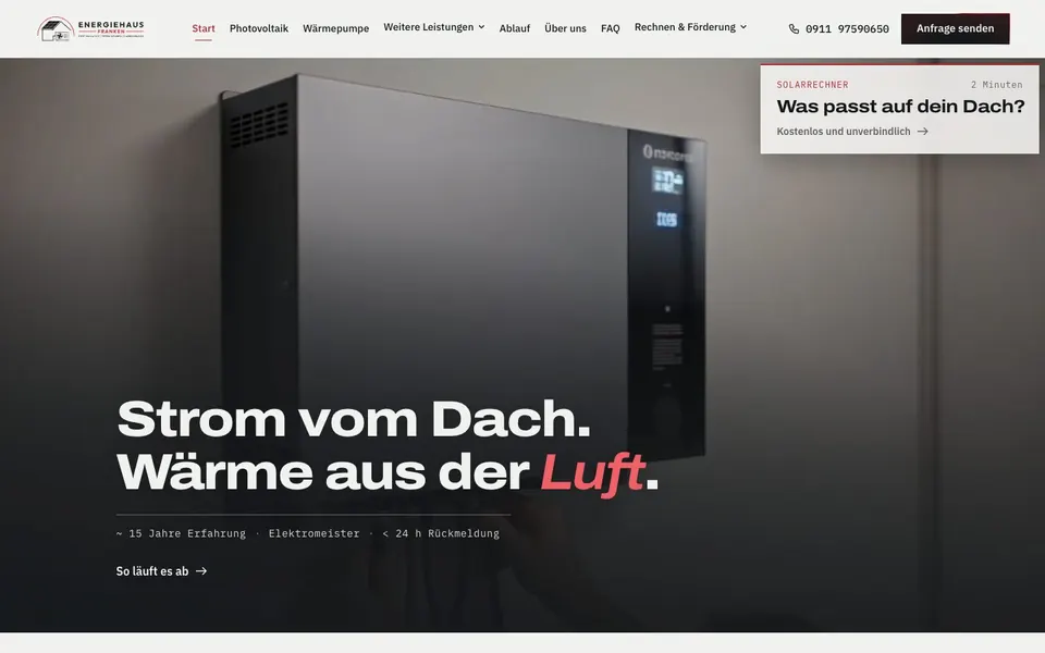 Website von Energiehaus, gestaltet von Kernflow