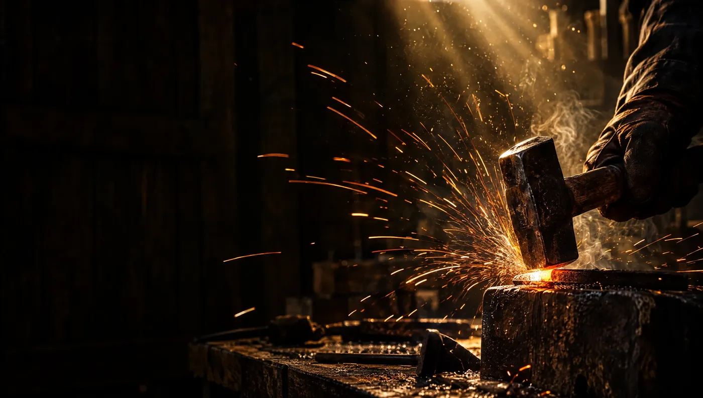 Webdesign-Konzept Handwerk: Schmied am Amboss