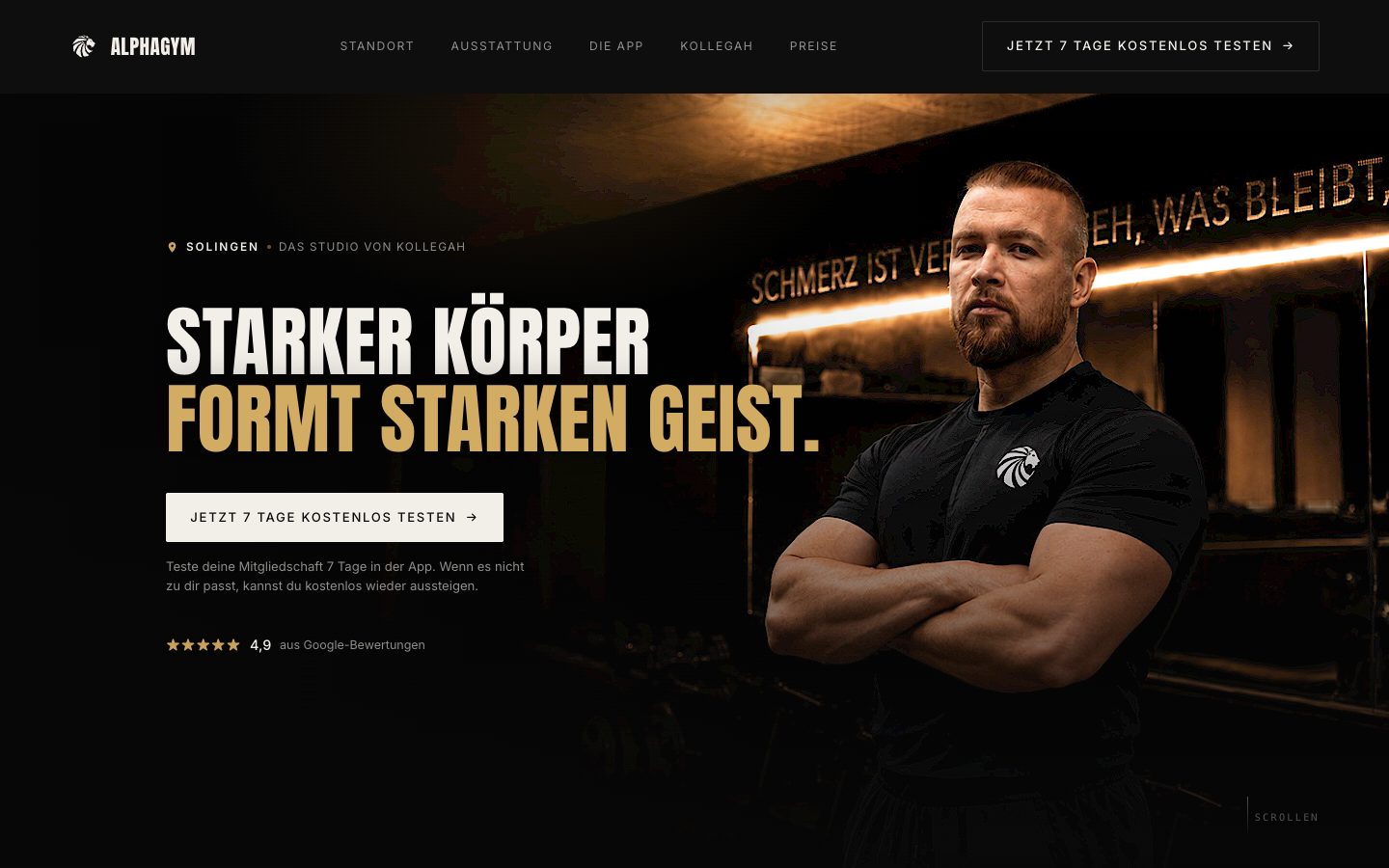 Alte Startseite von Alpha Gym