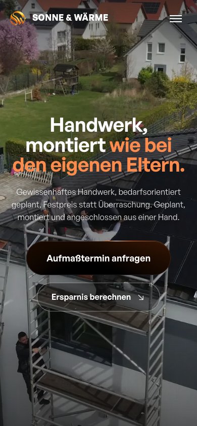 Startseite von Sonne & Wärme auf dem Handy